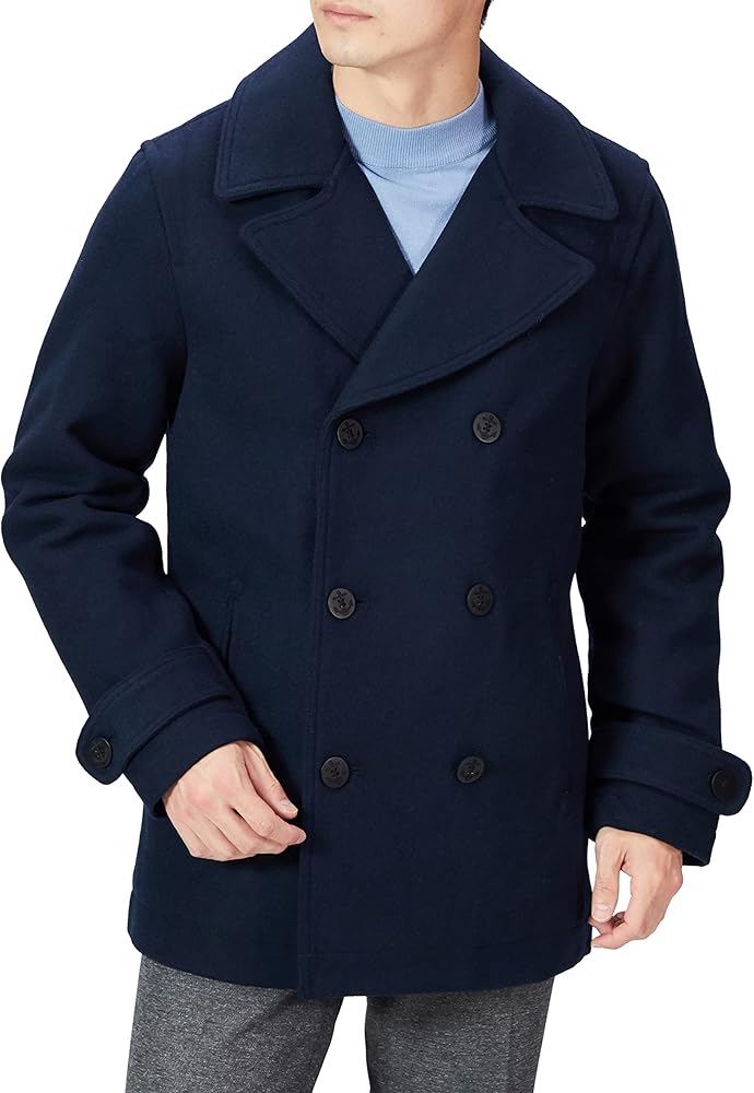 Amazon.co.jp: [Amazon Essentials] ピーコート ダブルブレスト 厚手