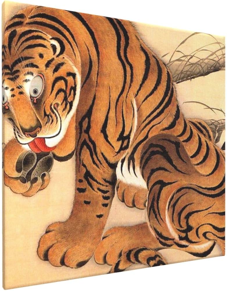 Amazon.co.jp: 絵画 フレーム装飾画 伊藤若冲 虎図 キャンバスアート