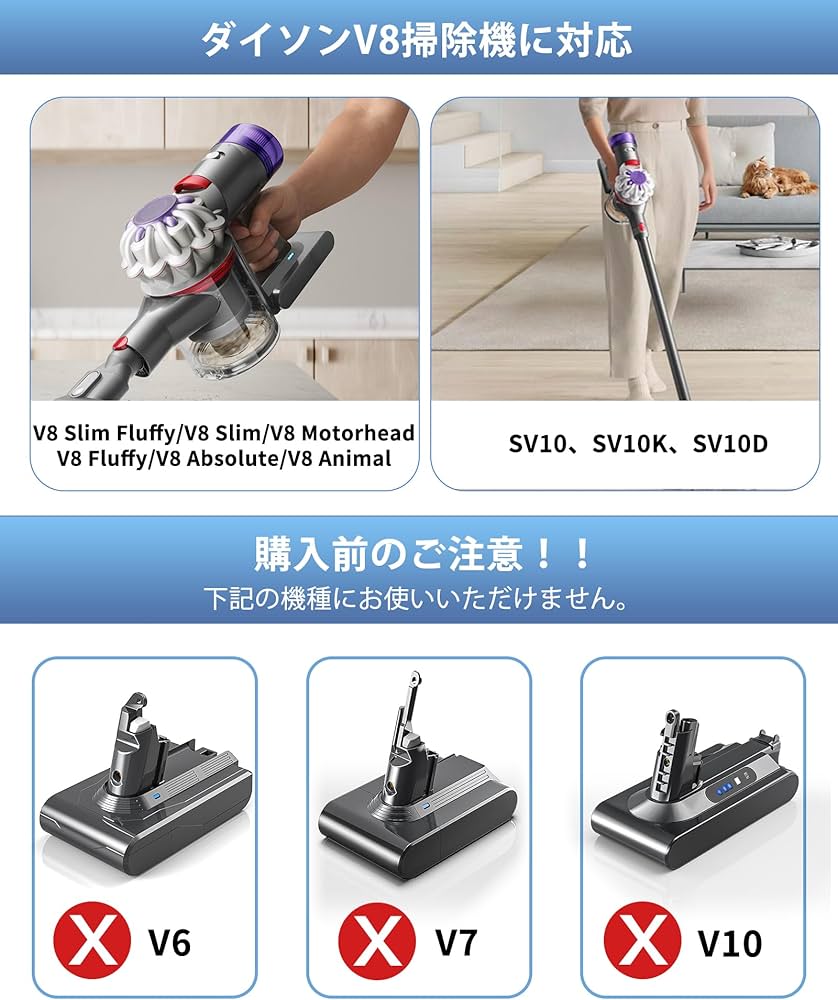 Amazon.co.jp: ダイソン V8 バッテリー SV10 Dyeetic 掃除機バッテリー