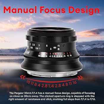 Amazon.com : PERGEAR 35mm F1.4 Full-Frame Manual Focus Lens