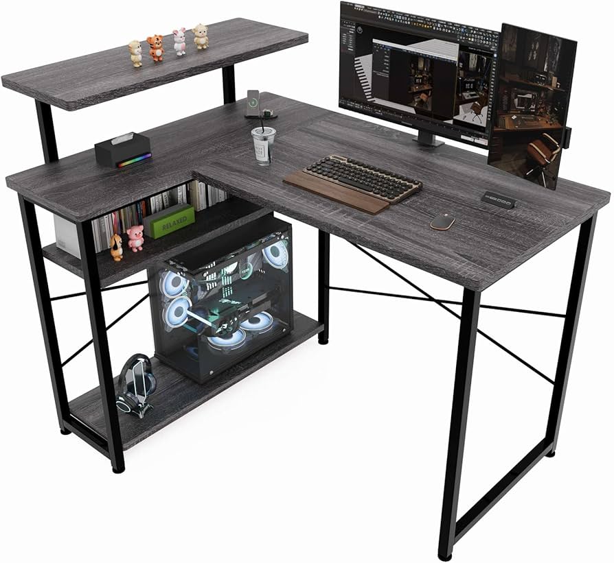Amazon | ZXD パソコンデスク L字 ゲーミングデスク 幅105 L字デスク