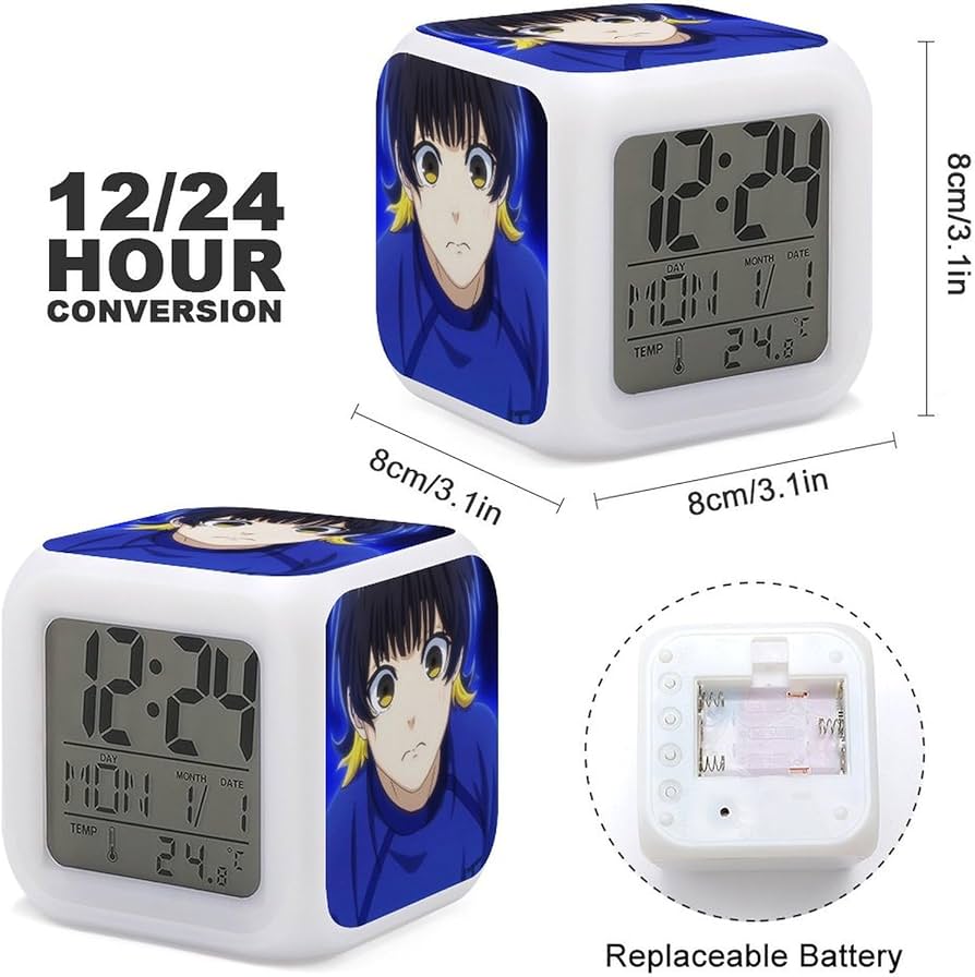 Amazon.co.jp: ブルーロック 目覚まし時計 LED デジタル時計 立方体 多