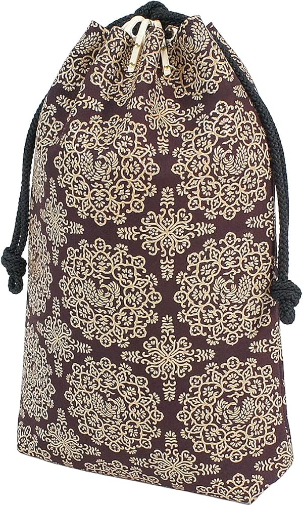 Amazon.co.jp: [印傳屋] 印伝 合切袋 巾着袋 マチ付 正絹紐 鹿革 紫地