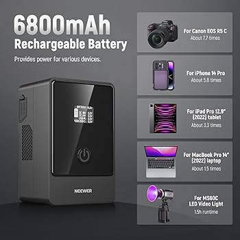 Amazon | NEEWER Vマウントバッテリー 6800mAh 99Wh 14.5VミニVロック