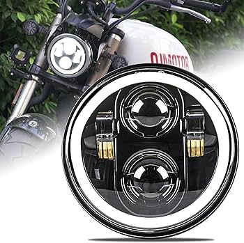 Amazon | Motikvans5.75インチ LED バイクヘッドライト ホワイトDRL