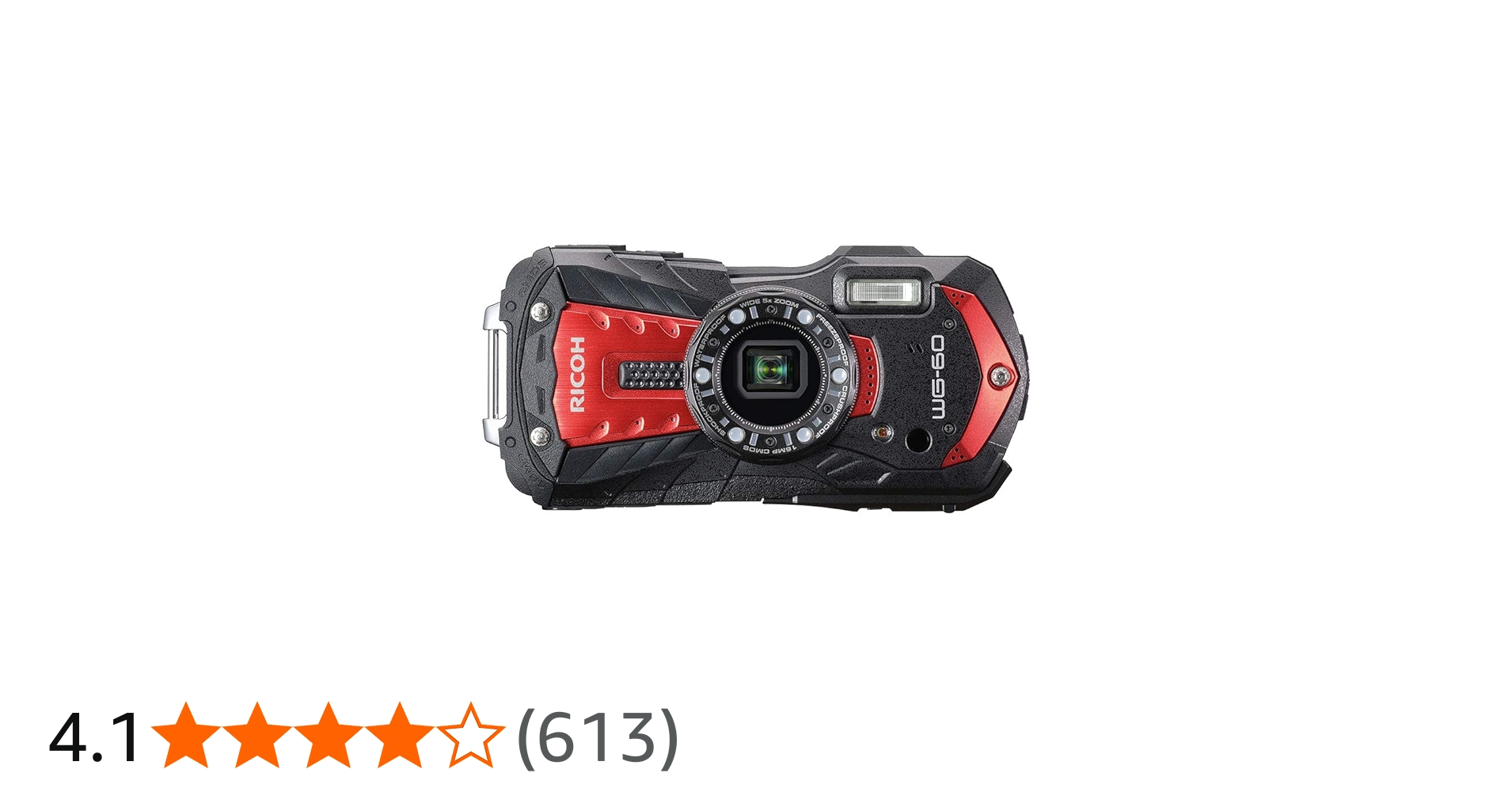 Amazon | RICOH WG-60 レッド 本格防水デジタルカメラ 14メートル防水