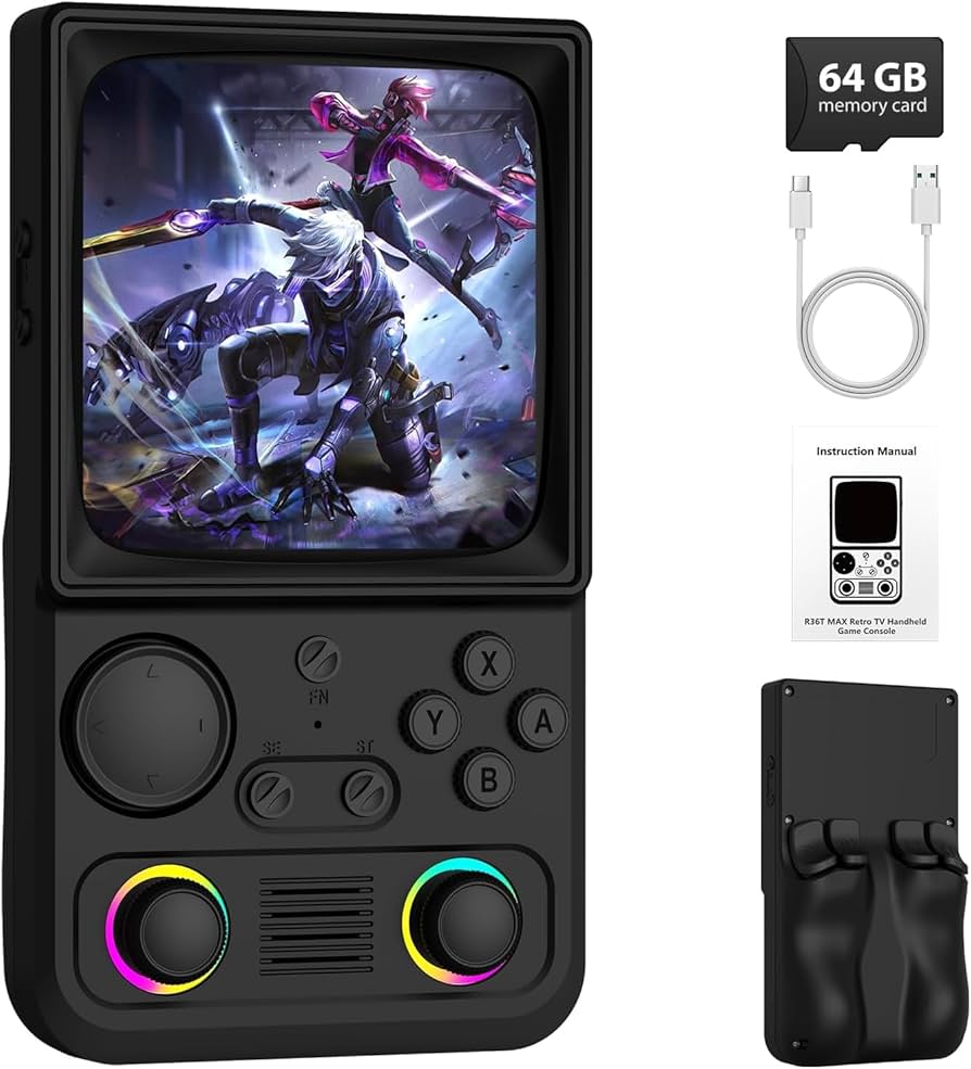 Amazon | R36TMAX レトロハンドヘルドゲームコンソール、ポータブル