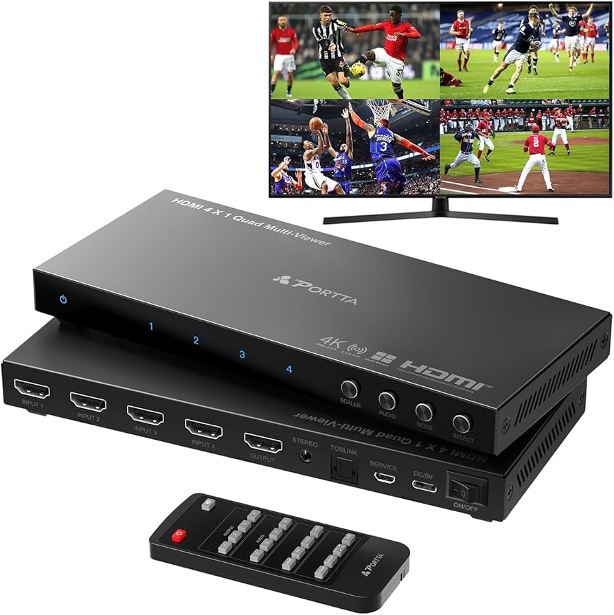 Amazon.com: 4K HDMI Multiviewer Switch 4x1 with PIP, PORTTA Quad