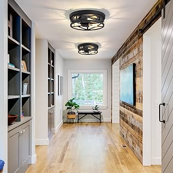 ZHU YAN 2 Pack Flush Mount Ceiling Light Fixture,3-Light Hallway