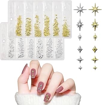 Amazon | ネイル スタッズ 星 2パック 3D 立体 ネイルパーツ スタッズ