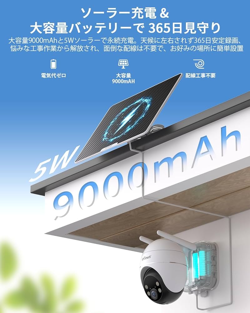 Amazon.co.jp: 【電池式限界を超える・ 24時間記録×360°自動追尾