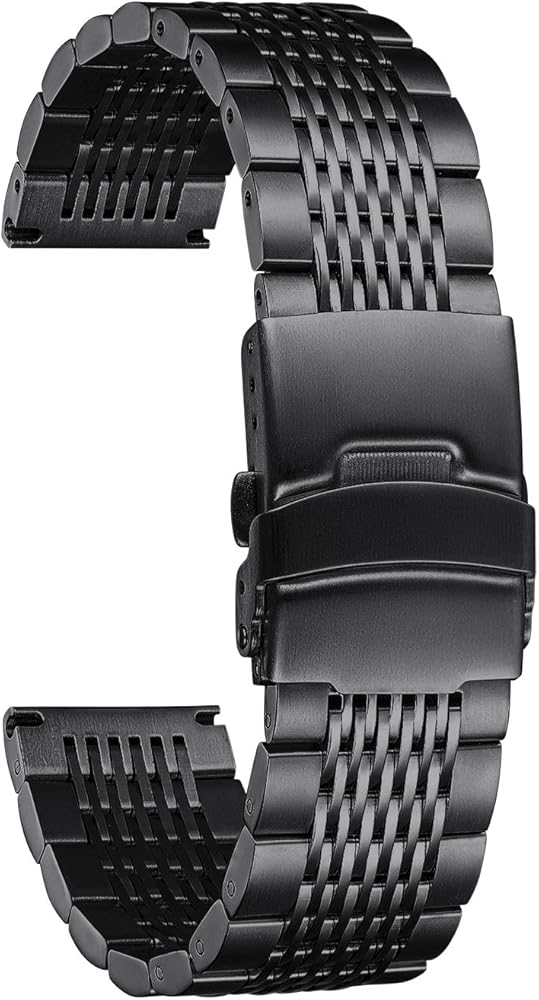 Amazon.co.jp: [BINLUN] 腕時計バンド ベルト ステンレス 22mm 黒 時計