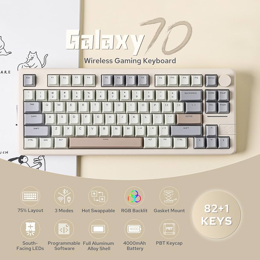 Amazon.com: EPOMAKER Galaxy70 Wireless Aluminium Mechanical