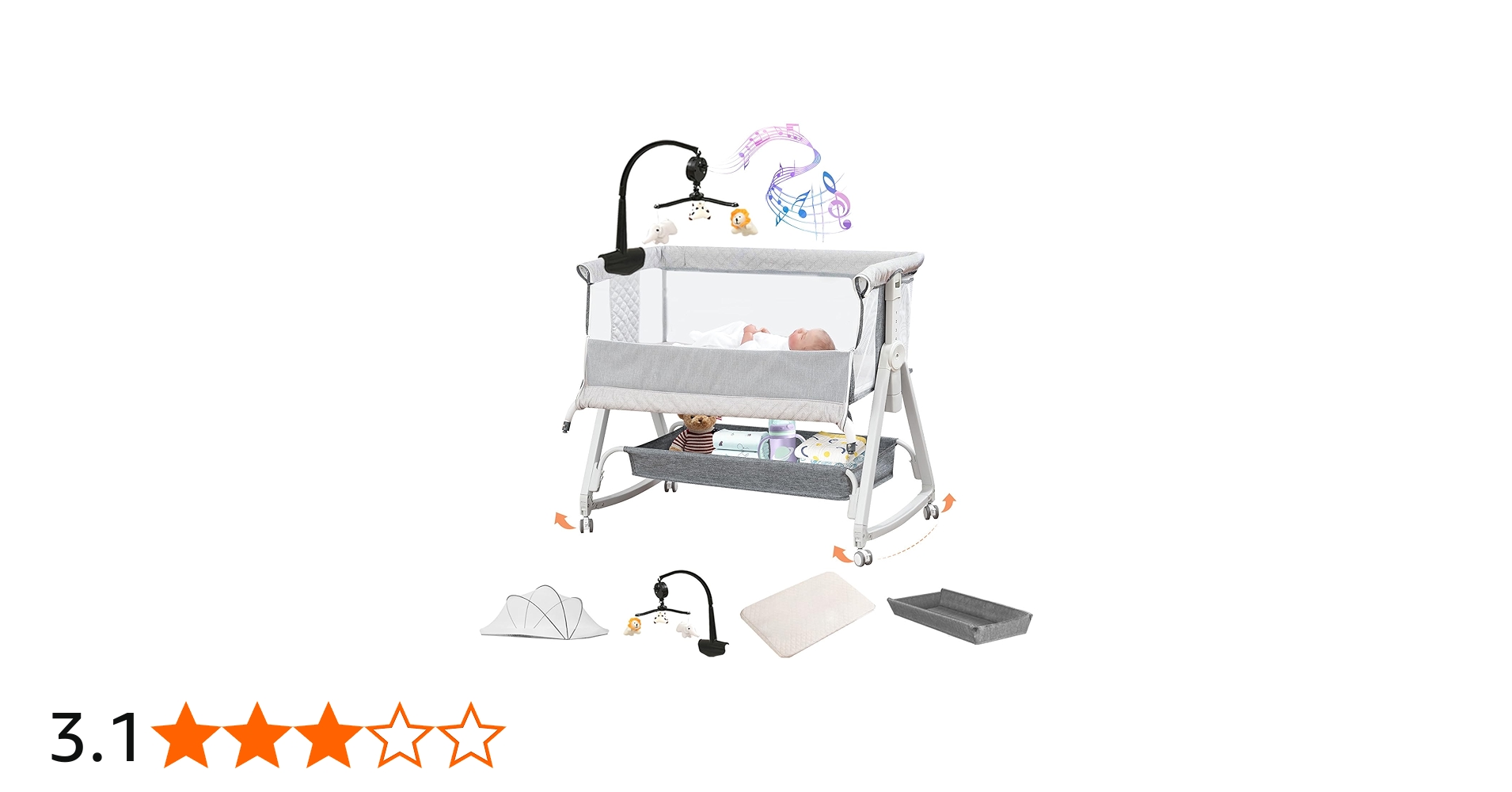 Amazon.co.jp: Cradoa ベビーベッド 添い寝ベッド グレー 乳児用ベッド