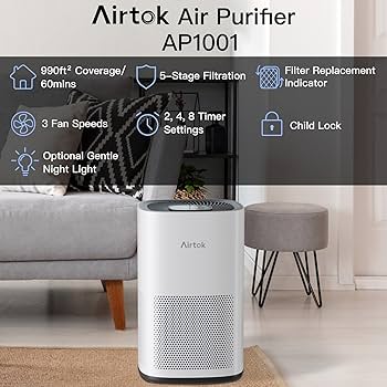 Amazon.co.jp: AIRTOK空気清浄機, H13真HEPAフィルター付き家庭用寝室