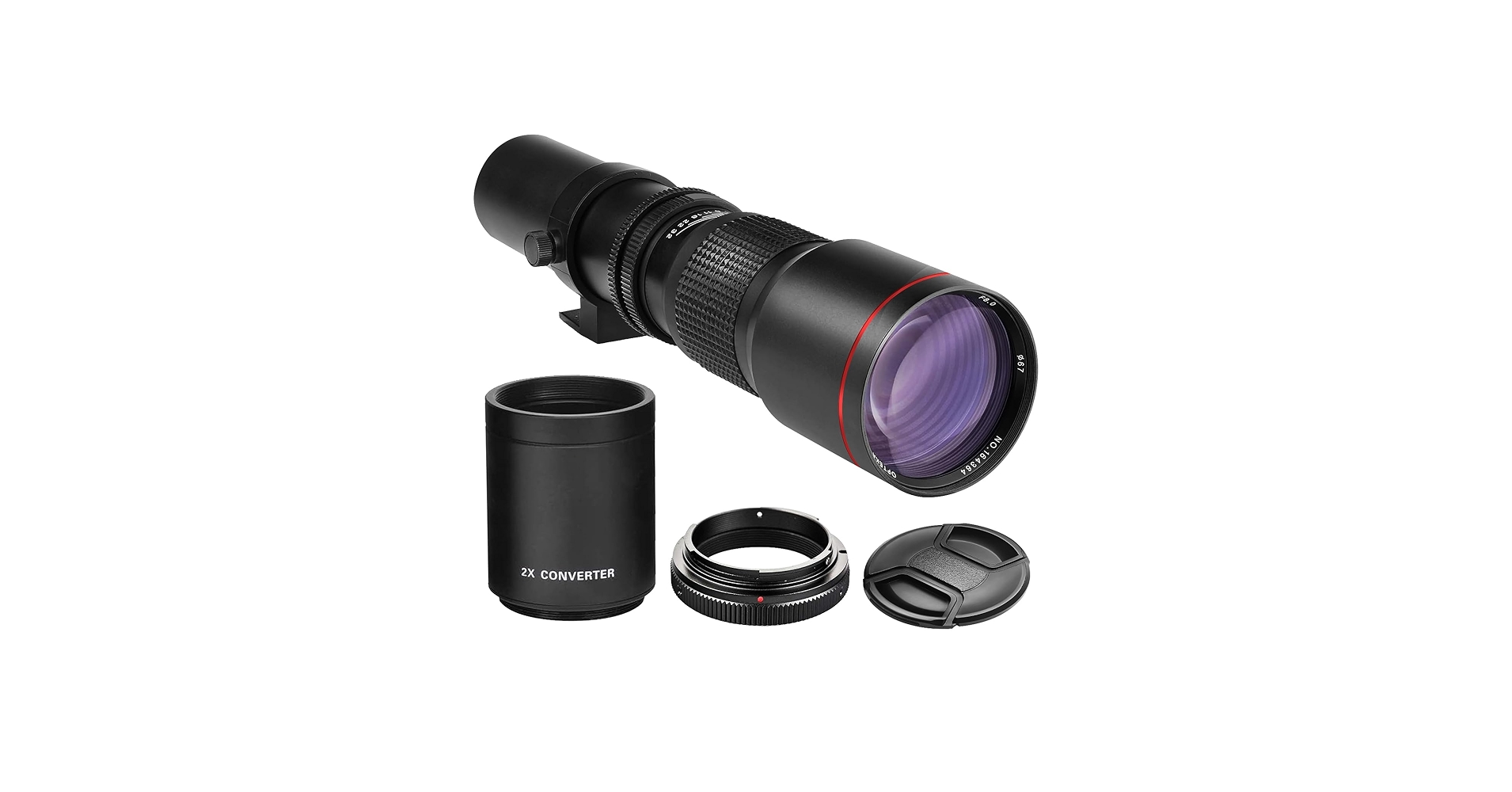 Amazon | ハイパワー500mm/1000mm F/8手動望遠レンズ、ブラック。Canon