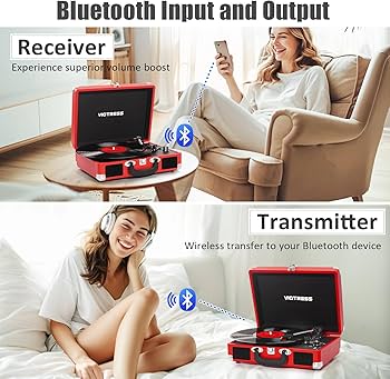 Amazon.com: VICTRESS Vinyl Record Player, Portable Suitcase