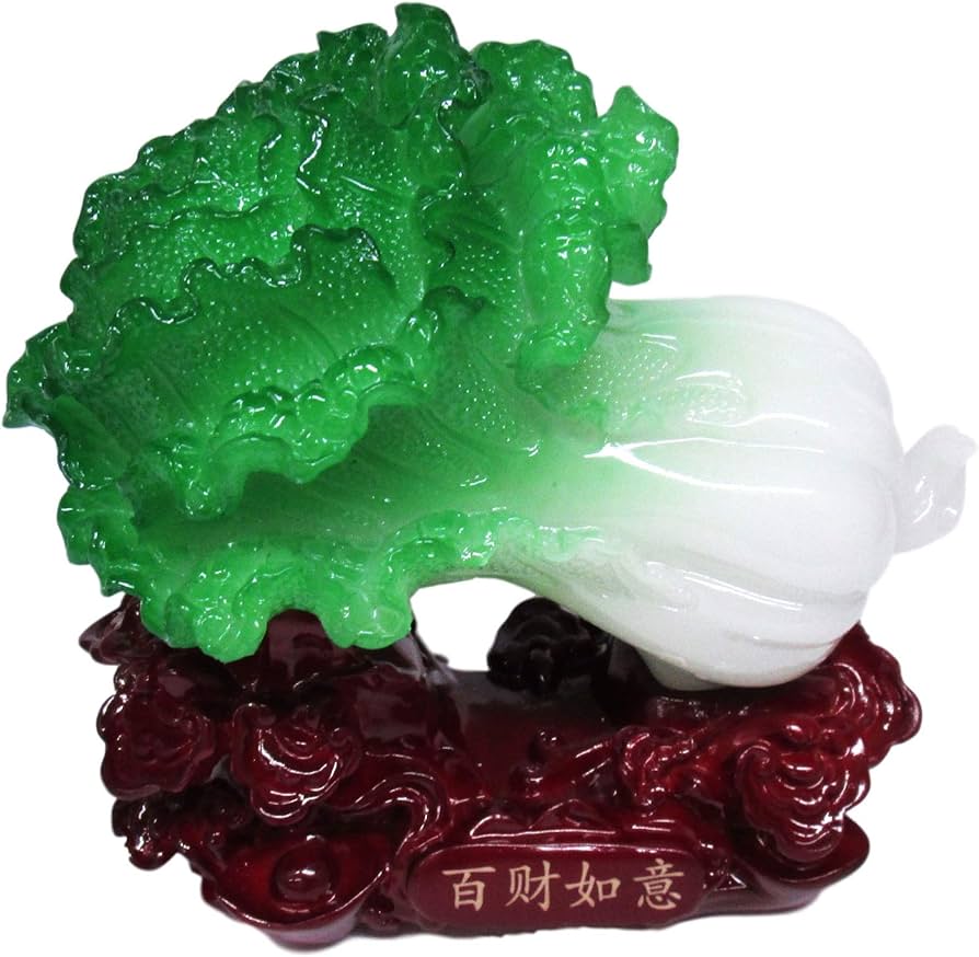 Amazon.co.jp: 置物 翡翠風 美しい 白菜 中国 聚宝来財 財運アップ