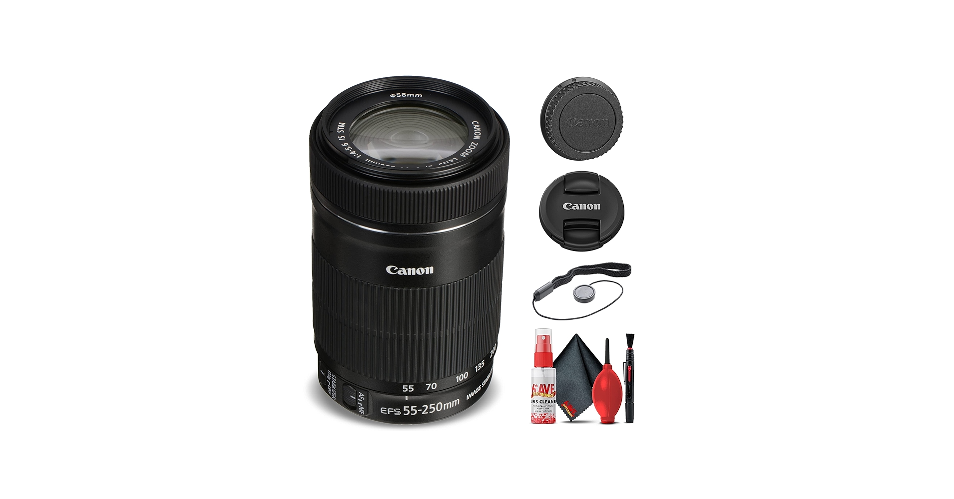 Amazon.com : Canon EF-S 55-250mm f/4-5.6 is STM Lens (8546B002) +
