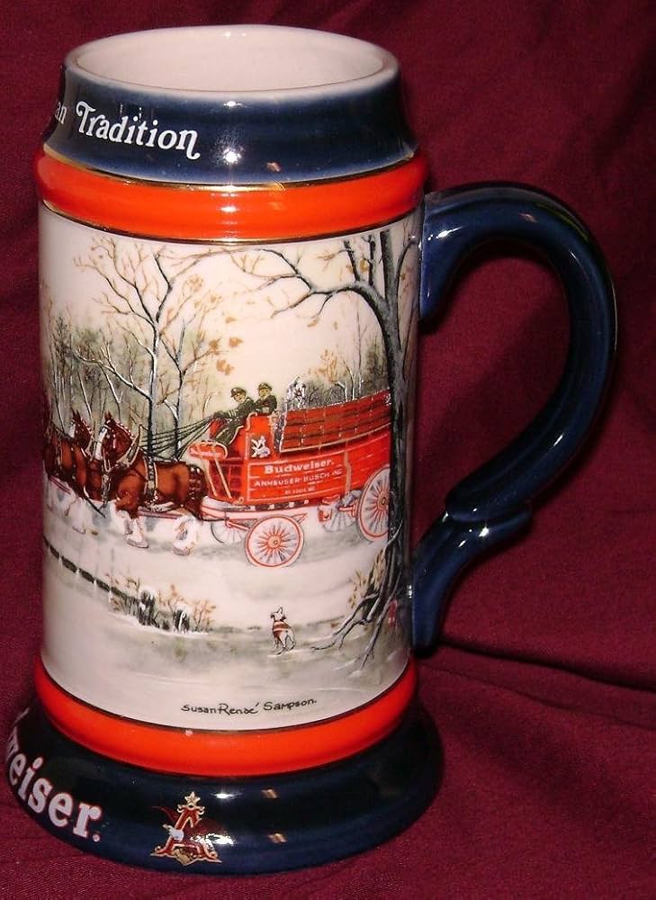 Amazon.com | 1990 Budweiser Holiday Beer Stein - An American