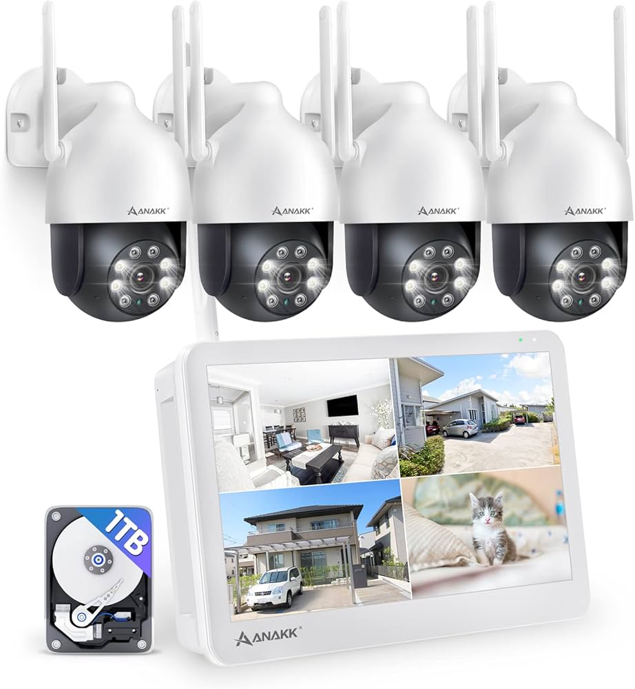 Amazon.co.jp: Anakk 防犯カメラ 屋外 800万画素対応 液晶モニター付き