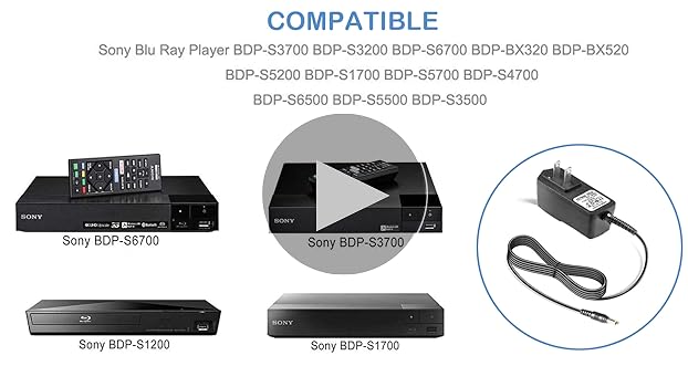 Amazon.com: Universal 12V Power Cord for Sony Blu-Ray DVD Player