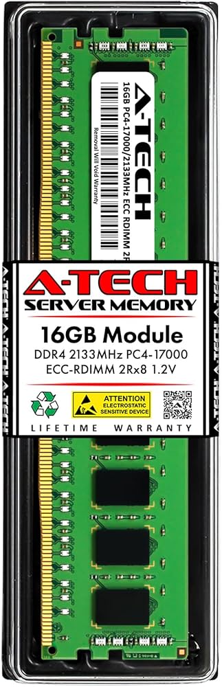A-Tech 16GB DDR4 2133MHz PC4-17000 ECC RDIMM 2Rx8 Dual Rank 1.2V