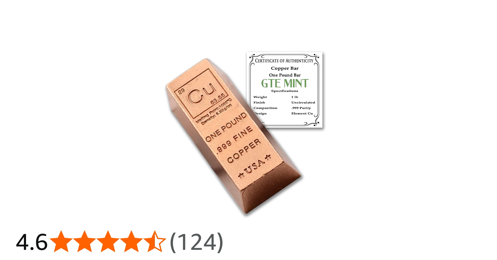 Amazon.co.jp: 1ポンド 銅地金バー インゴット ペーパーウェイト - 999