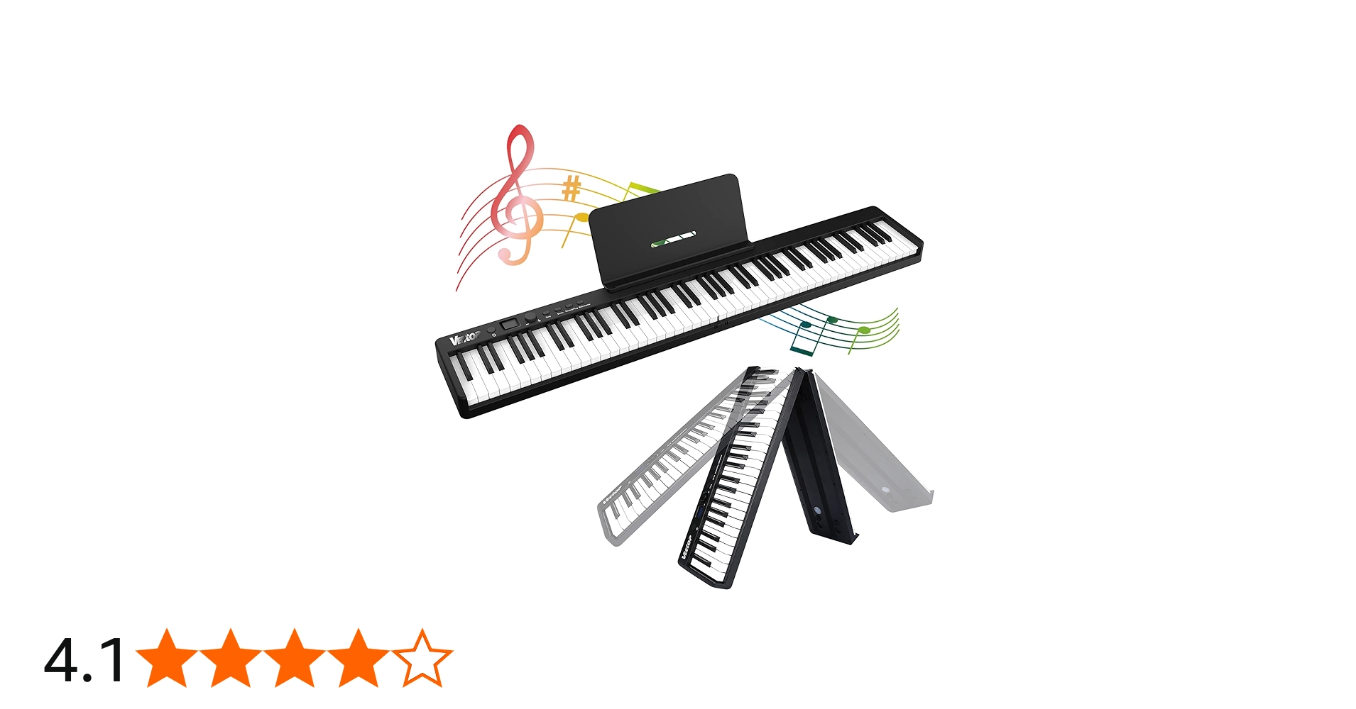 Amazon | Veetop 電子ピアノ 88鍵盤 【折り畳み式】 充電型 生ピアノと