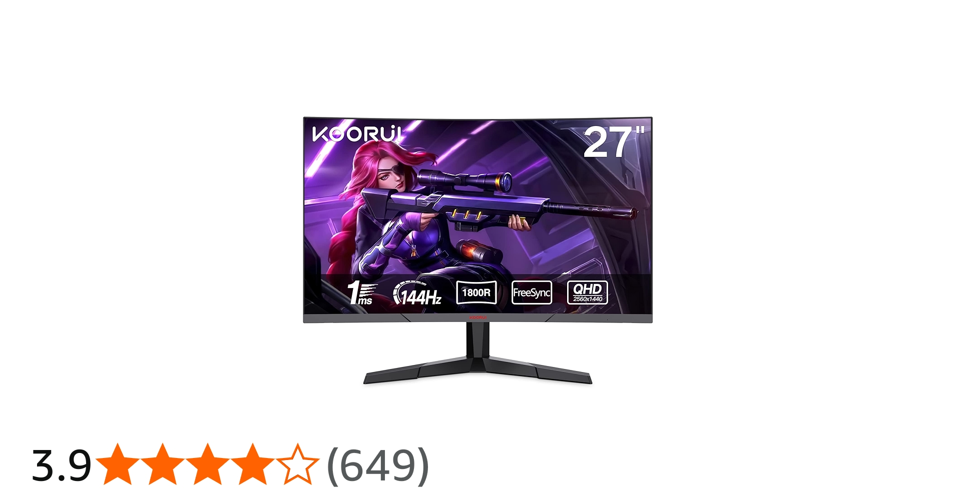 Amazon.co.jp: KOORUI ゲーミングモニター 27インチモニター 湾曲/曲面