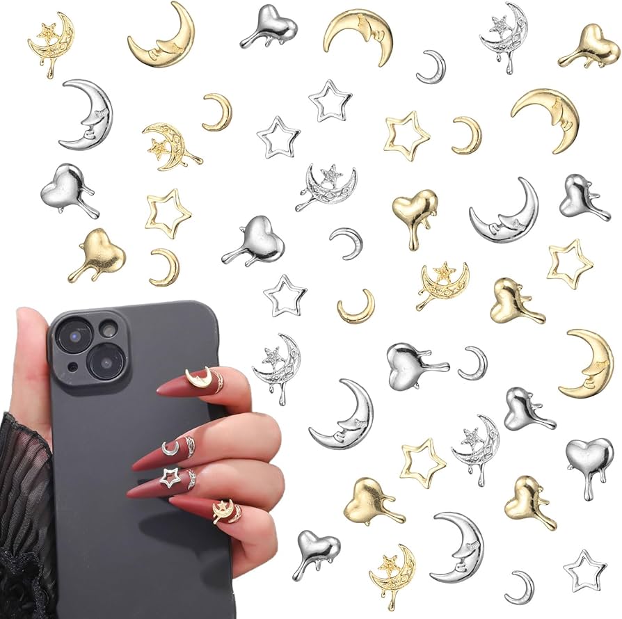Amazon.co.jp: ネイルパーツ 星 月 120個セット 3D 立体 可愛い 月
