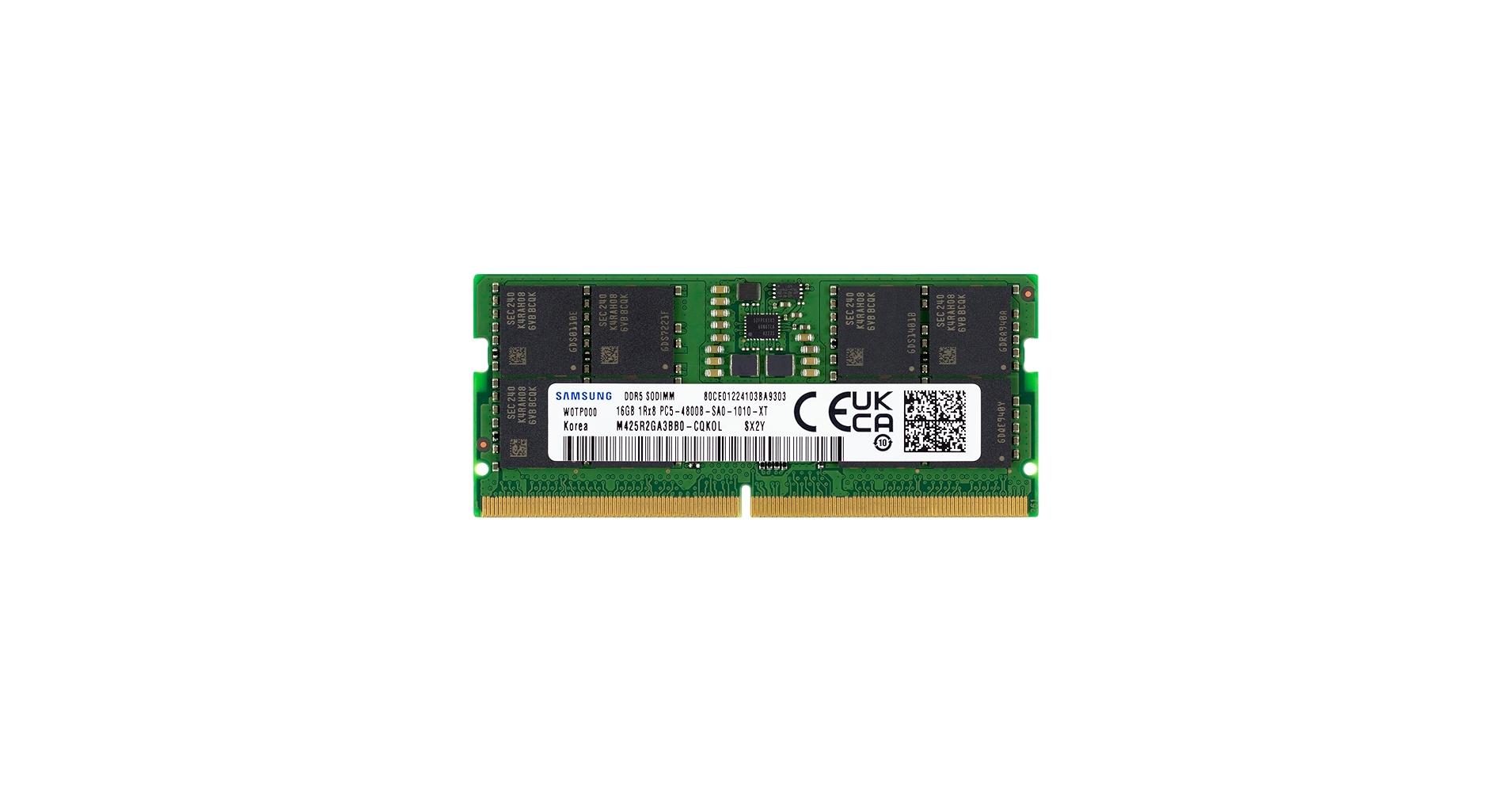Samsung 16GB DDR5 4800MHz PC5-38400 CL40 SODIMM 1Rx8 1.1V Non-ECC
