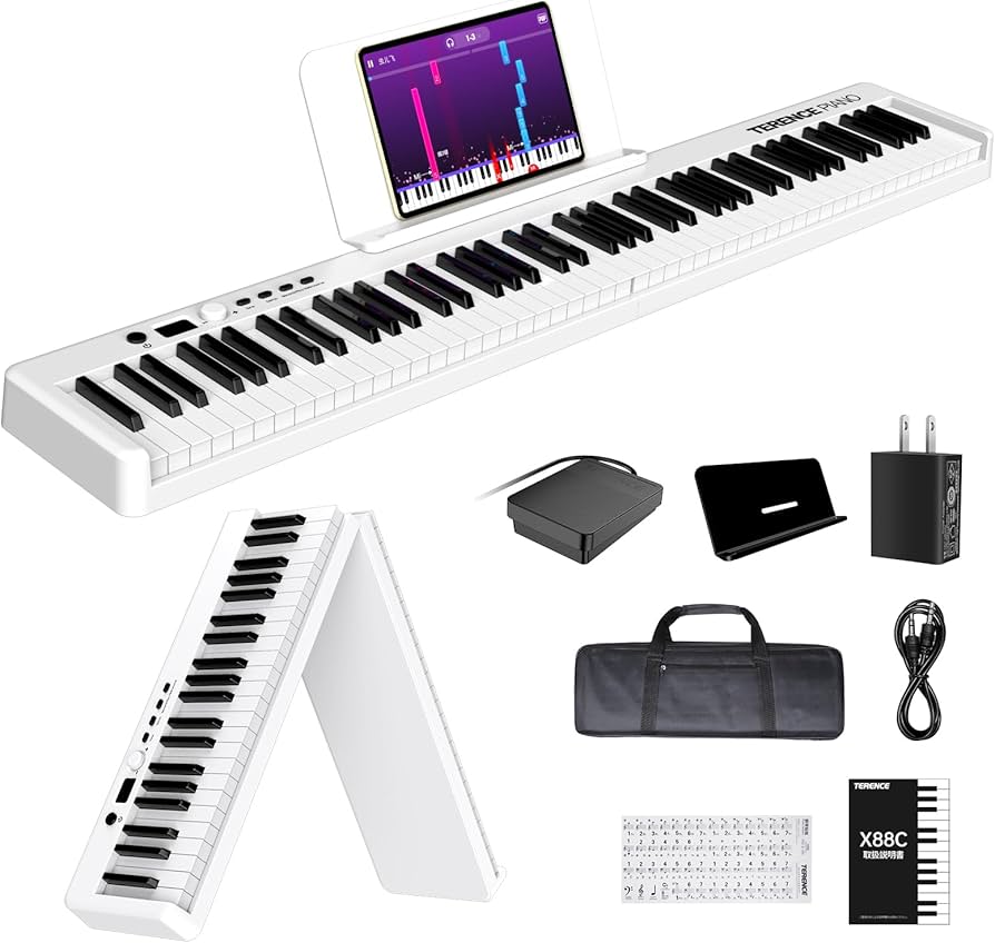 Amazon | TERENCE 電子ピアノ 88鍵盤 折り畳み式 キーボード 充電式