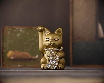 Amazon.co.jp: ご縁猫 ジュエリーキャット(S-SIZE 金 Gold）右手あげ