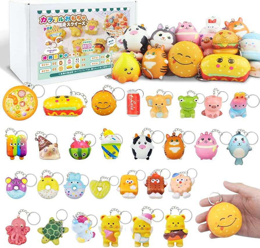 Amazon | スクイーズ 玩具 ストレス解消グッズ 【30個入/キーホルダー