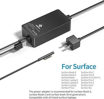 Surface Book 3 Surface Pro Charger, 127W 15V 8A AC Power Supply