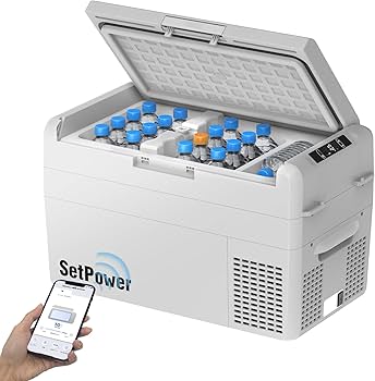 Amazon.co.jp: Setpower RF25 車載冷蔵庫 2室【内蔵製氷皿 50時間持続