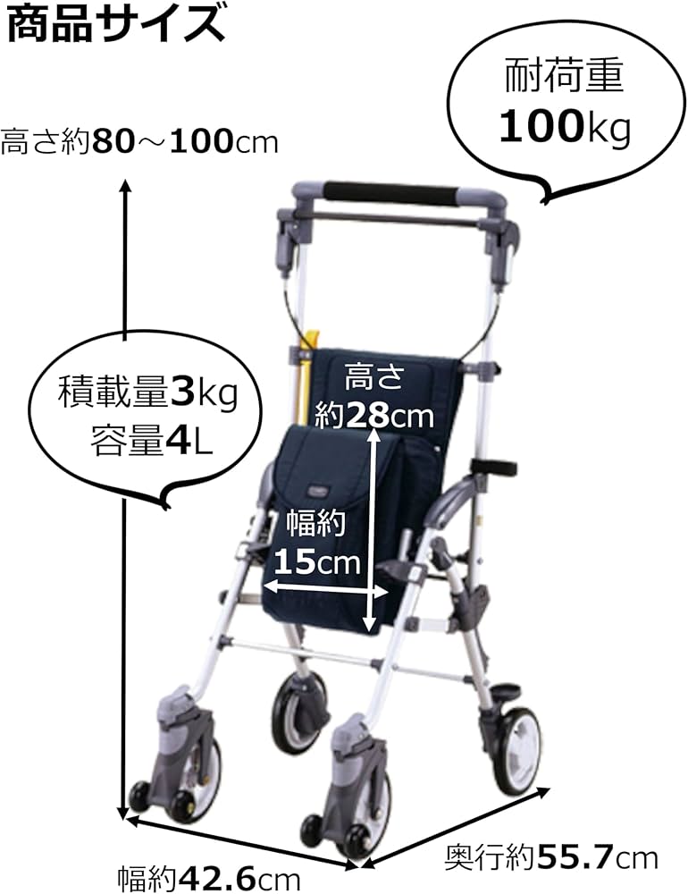 Amazon | コンパクトタイプ シルバーカー キャリースルーン N ネイビー