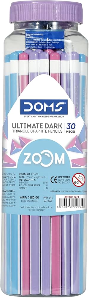 Doms Zoom Ultimate Dark Triangle Pencil | Jar Pack, 30 Pieces