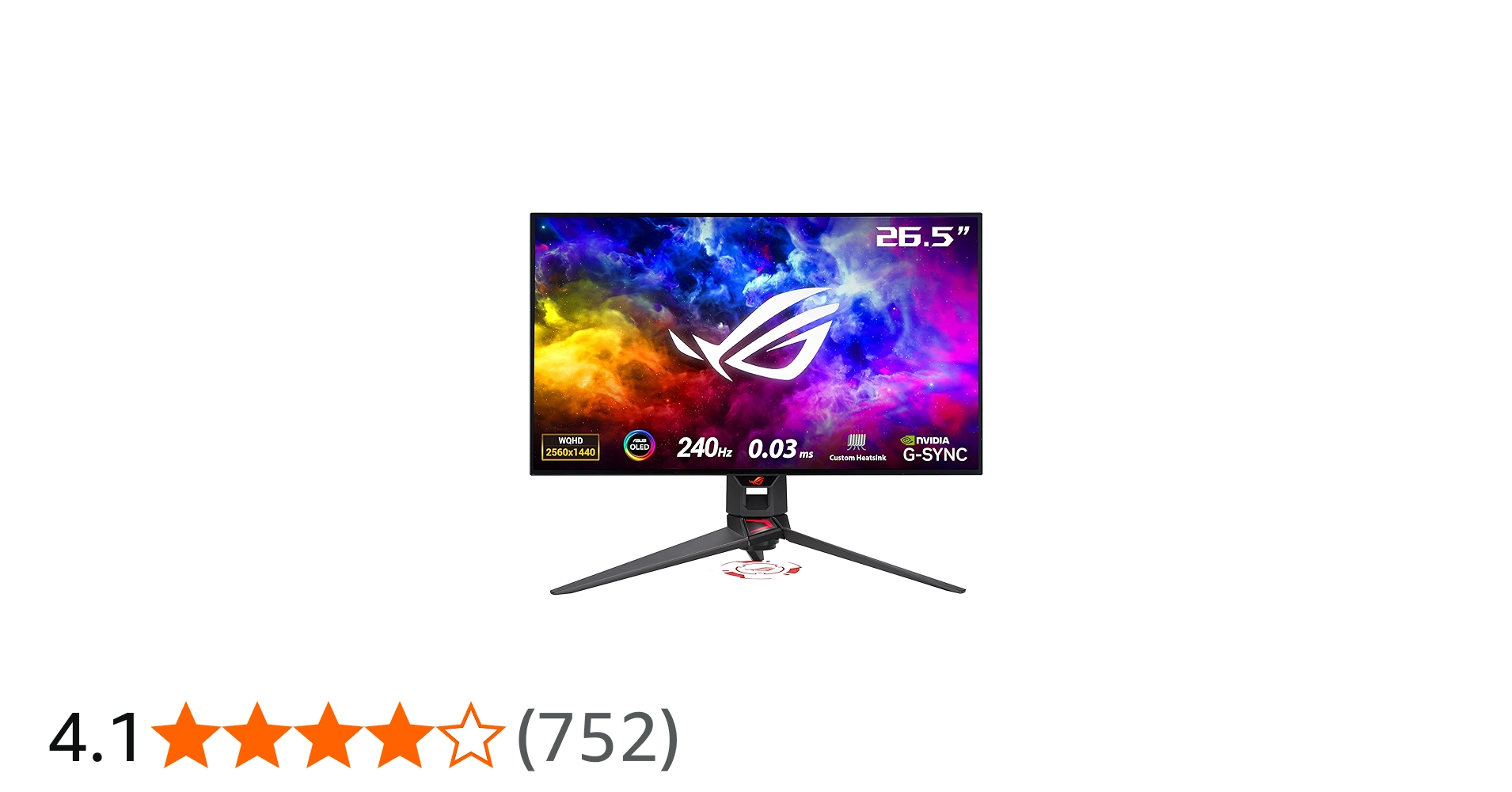 ASUS ROG Swift 27” (26.5” viewable) 1440P OLED DSC Gaming Monitor