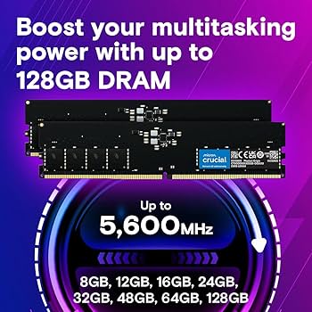Crucial 32GB DDR5 RAM, 5600MHz (or 5200MHz or 4800MHz) Desktop