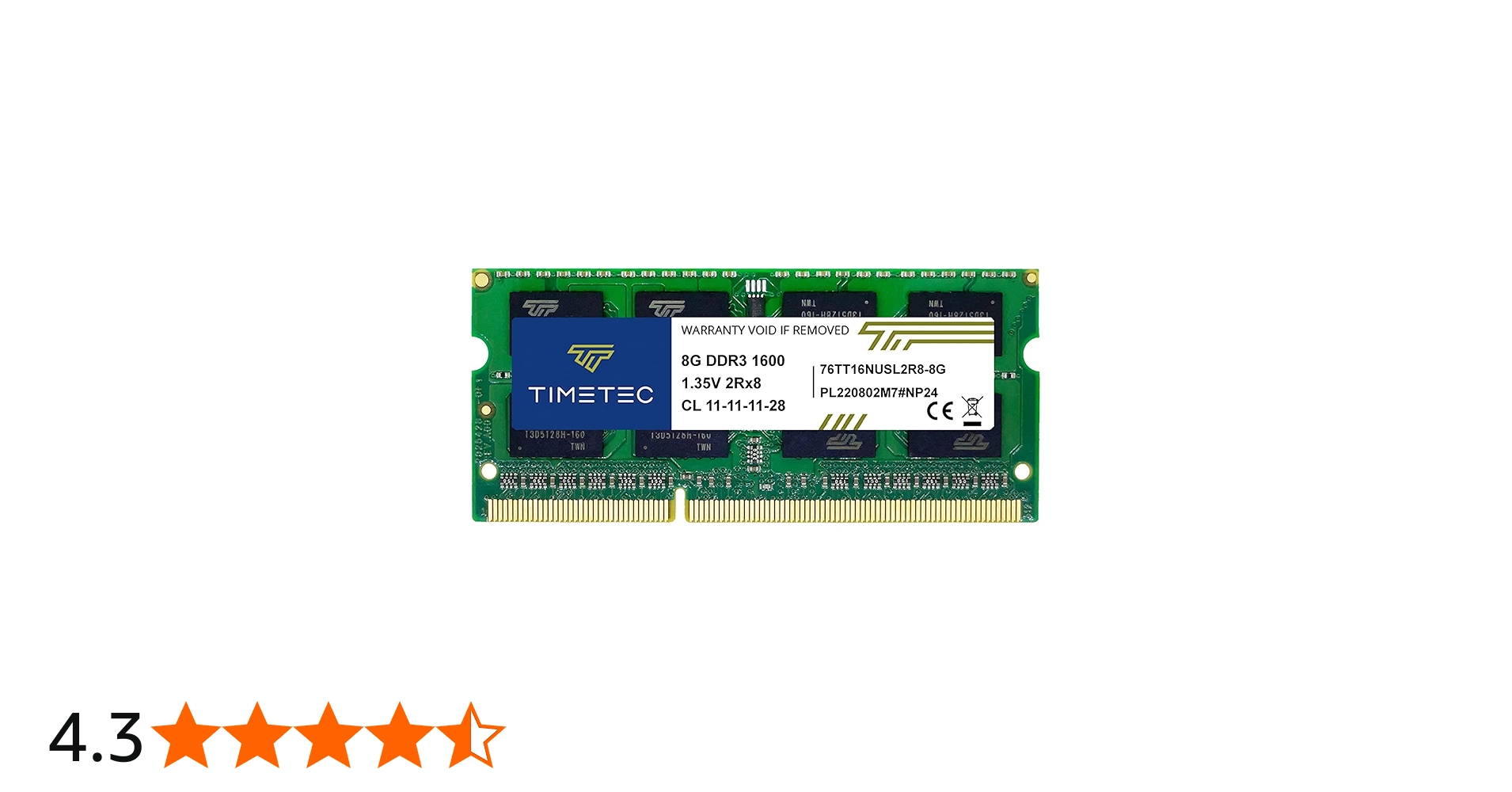 Amazon | Timetec 8GB ノートPC用メモリ DDR3L / DDR3 1600MHz PC3L