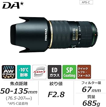 Amazon.co.jp: Pentax smc 50-135mm F2.8 ED SLR Telephoto zoom lens