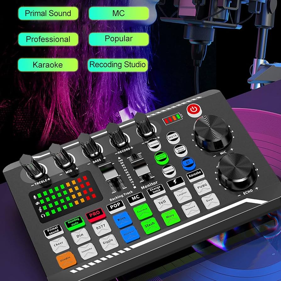 Amazon.com: F998 Live Sound Card Audio Mixer, Podcast Audio