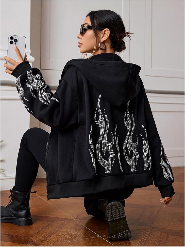 Amazon.com: SOLY HUX Womens Zip Up Hoodie Y2k Graphic Oversized