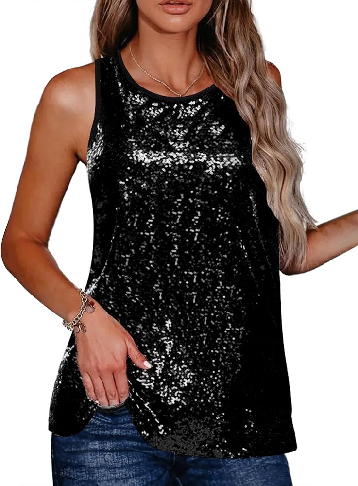 Zeagoo Womens Sparkle Shimmer Camisole Vest Glitter Sequin Tank