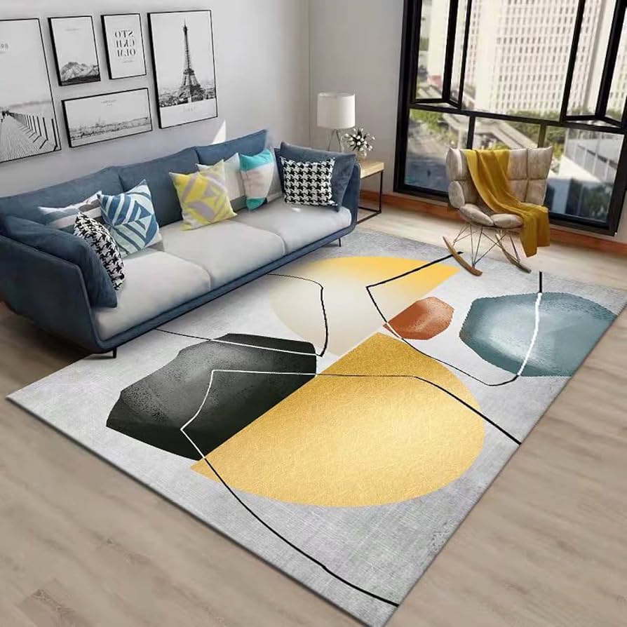 Amazon｜ラグ 洗える デザイン 幾何学 ラグマット カラー 滑り止め
