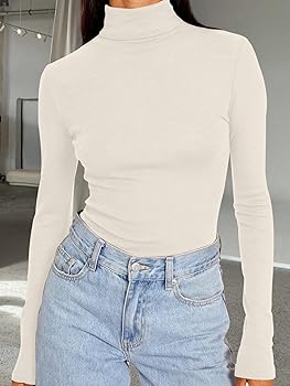 Trendy Queen Women's Turtleneck Long Sleeve Shirts Spring Fashion
