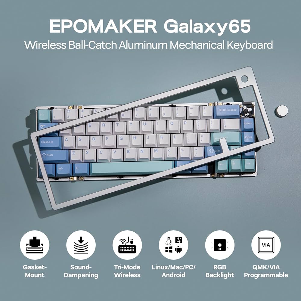 Amazon | EPOMAKER Galaxy65 無線 QMK/VIA メカニカルキーボード