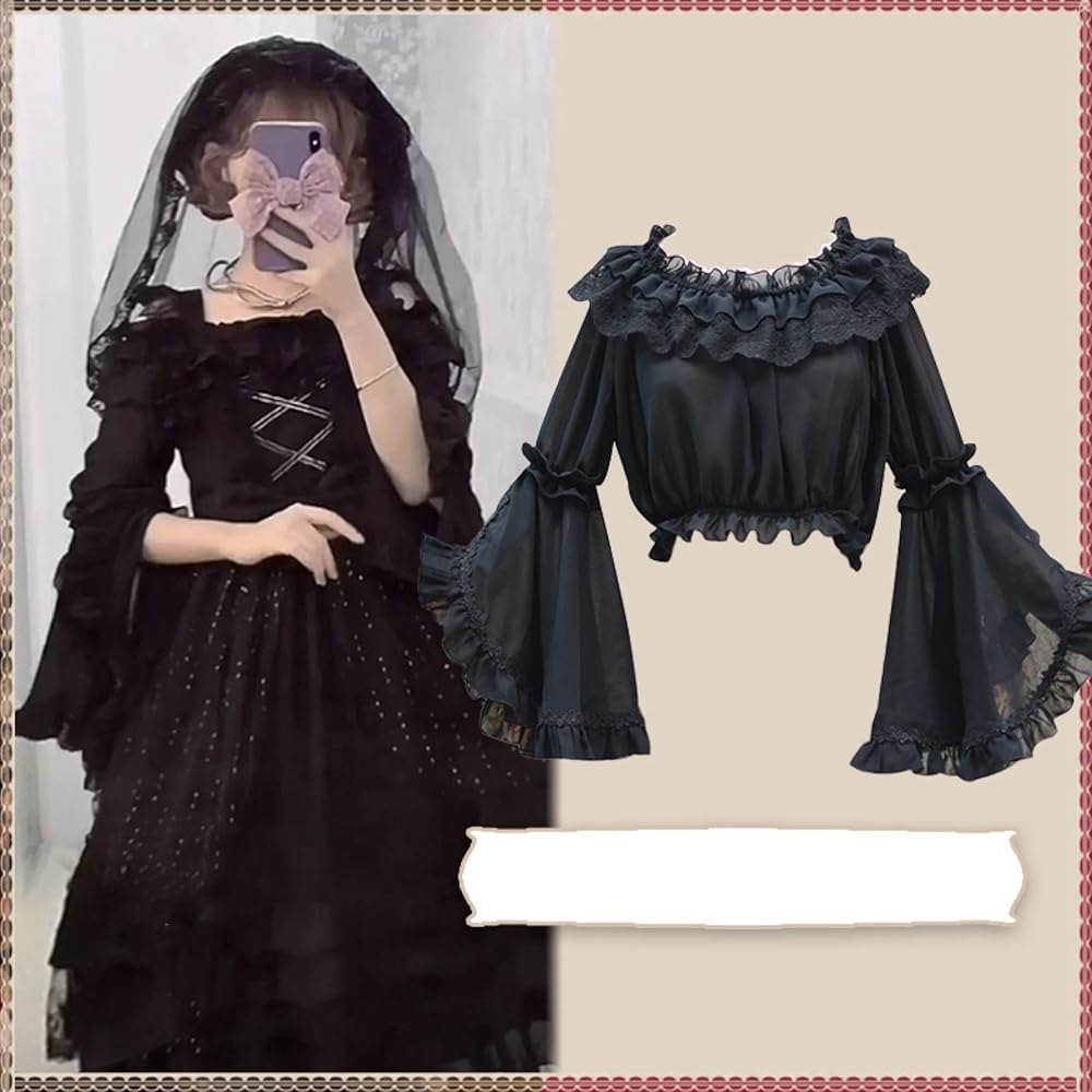 Amazon.co.jp: [AYBTO] ロリータ ブラウス シャツ 姫袖 夏 七分袖 M